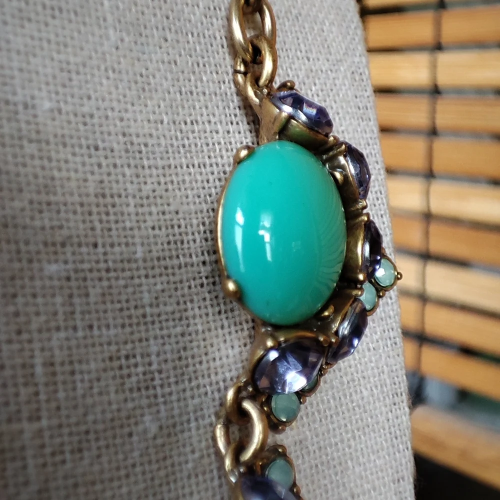 Stella and Dot Rory Jade Jadeite Cabachon Tanzanite Opaline Rhinestone Necklace